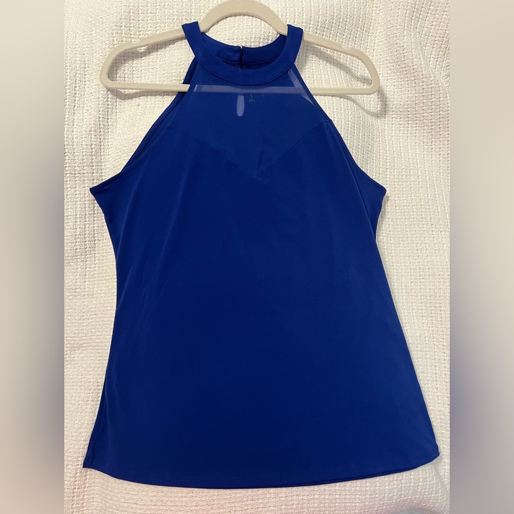 INC International Concepts Royal Blue Halter Blouse Size L (NWOT)